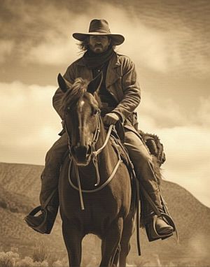 cowbow hat rider on a horse